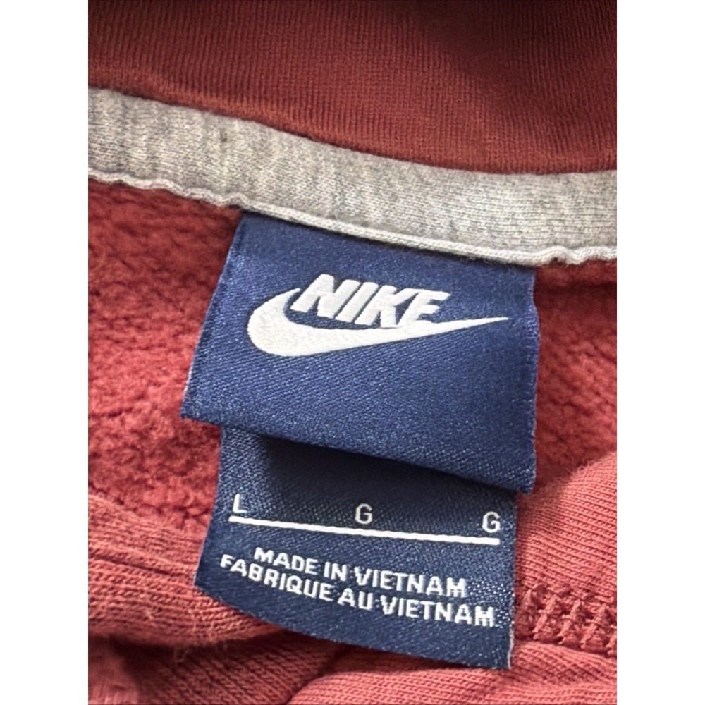 Nike Pullover Hoodie Maroon Red Embroidered Swoosh Cotton Blend Size Large Gym - Picture 15 of 16